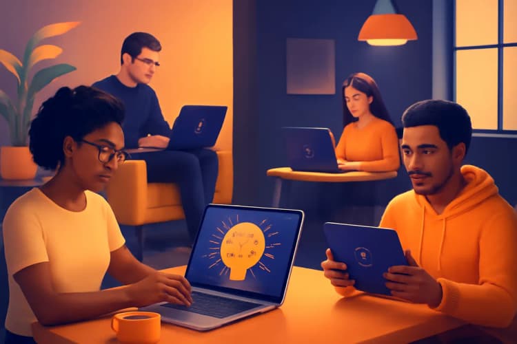 Diversos tipos de cursos de inteligência artificial online, como especialização e certificação