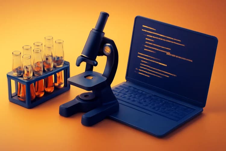Tecnólogo em Ciência de Dados analisando dados em um laboratório.