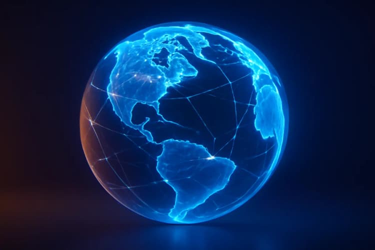 Futuro da Ciência de Dados e Inteligência Artificial com conexões globais.