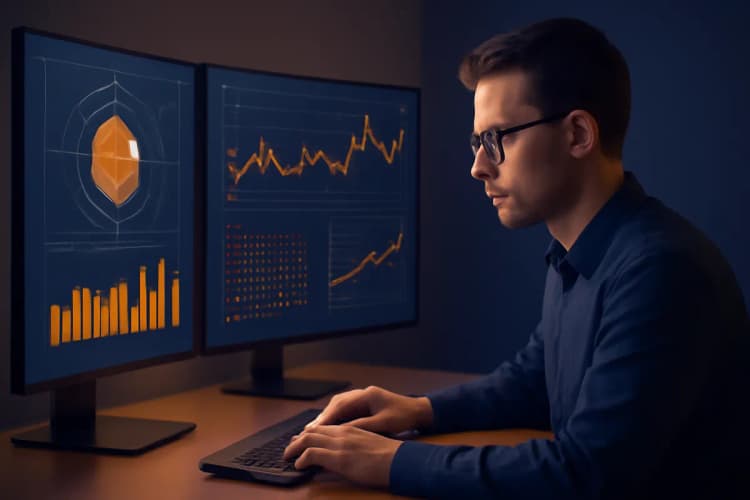 Profissional de IA em ação: desenvolvimento de algoritmos e análise de dados.
