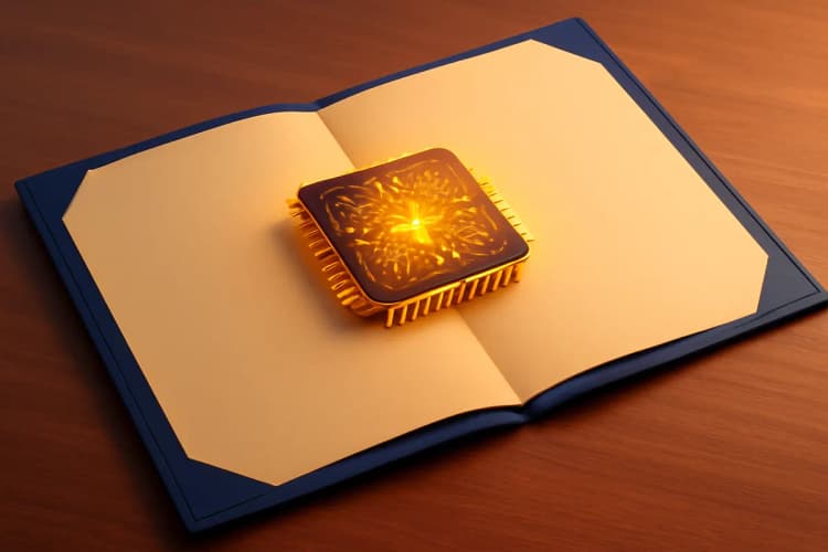 Graduação para trabalhar com IA: um diploma universitário com um chip de computador sobreposto.